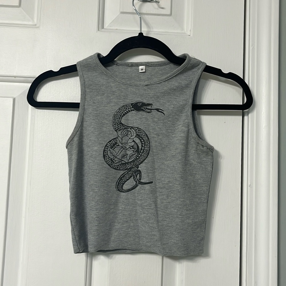 Rose and Snake Gray Crop Top (SHEIN)